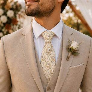 Personalised Groomsmen Old Money Vintage Monogram Tie