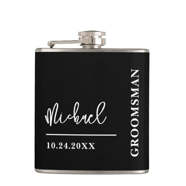 Personalised Groomsmen Proposal Gift Hip Flask (Front)