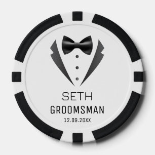 Personalised Groomsmen Wedding Tuxedo Monogram Poker Chips
