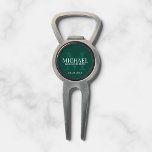 Personalised Groomsmen's name and monogram Divot Tool<br><div class="desc">Add a personal touch to your wedding with personalised groomsmen divot tool. This divot tool features personalised groomsman's name with title and wedding date in white and monogram in light emerald green as background, in classic serif font style, on emerald green background. Also perfect for best man, father of the...</div>