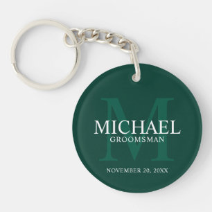 Personalised Groomsmen's name and monogram Key Ring