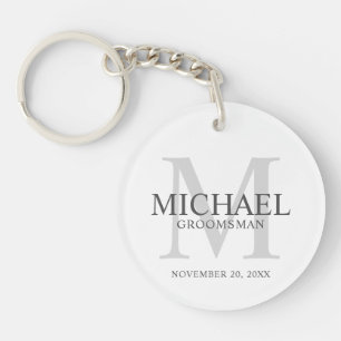 Personalised Groomsmen's name and monogram Key Ring