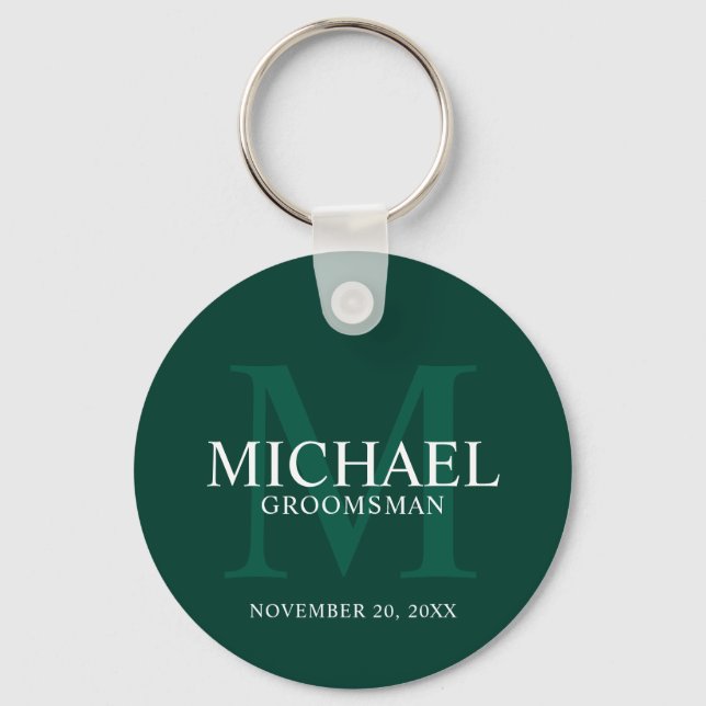 Personalised Groomsmen's name and monogram Key Ring (Front)