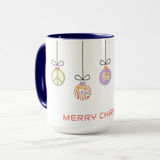 Personalised Groovy Christmas Baubles Mug (Front Left)