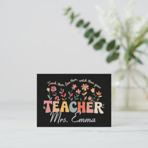 Personalised Groovy Flowers Teacher Custom Gift Business Card