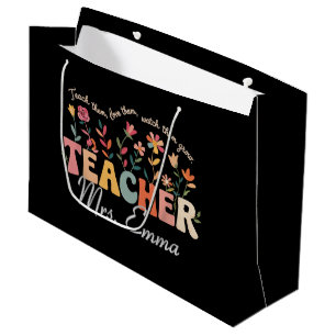 Personalised Groovy Flowers Teacher Custom Gift Large Gift Bag