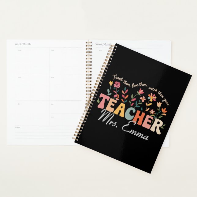 Personalised Groovy Flowers Teacher Custom Gift Planner (Display)