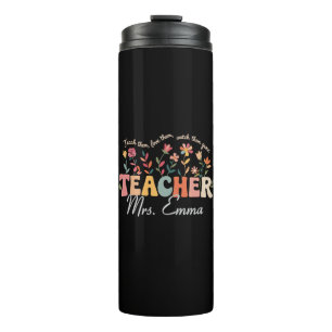 Personalised Groovy Flowers Teacher Custom Gift Thermal Tumbler