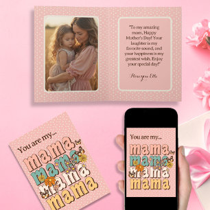 Personalised Groovy Mama blush with Photo folded Card