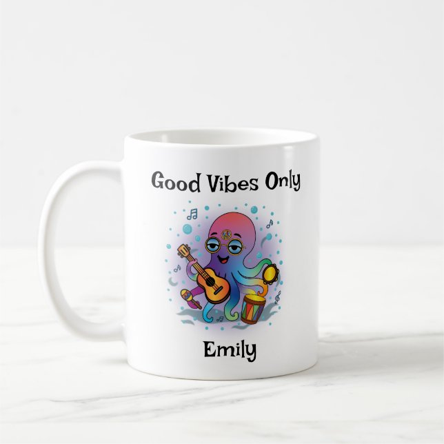 Personalised Groovy Octopus Mug – Retro Hippie (Left)