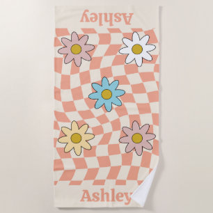 Personalised Groovy Retro Name Beach Towel