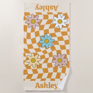 Personalised Groovy Retro Name Beach Towel