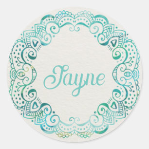  Personalised Groovy Tattoo Filigree Circle Classic Round Sticker