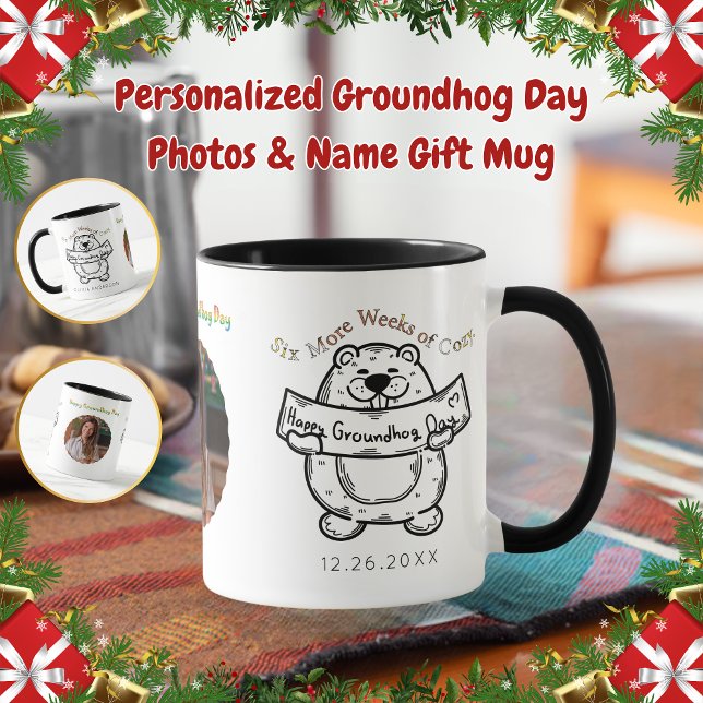 Personalised Groundhog Day Photos & Name Gift Mug (Creator Uploaded)