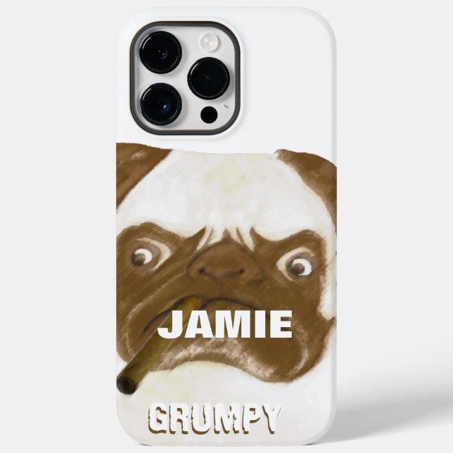 Personalised Grumpy AFICIONADO Puggy Cigar Case-Mate iPhone Case (Back)