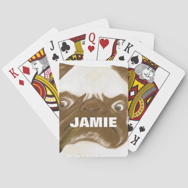 Personalised Grumpy AFICIONADO Puggy Cigar Playing Cards (Back)