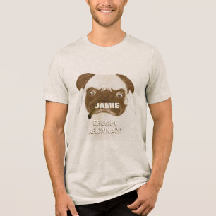 Personalised Grumpy AFICIONADO Puggy Cigar Tri-Blend Shirt