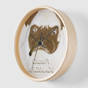 Personalised Grumpy AFICIONADO Puggy Cigar Wall Clock