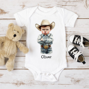 Personalised Grumpy Cowboy  Baby Bodysuit
