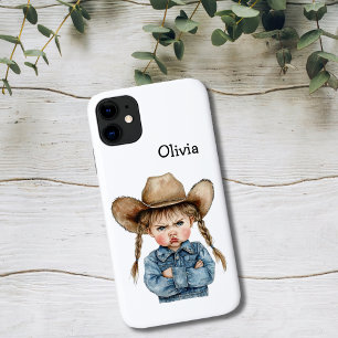 Personalised Grumpy Cowgirl in Denim Jacket iPhone 11 Case