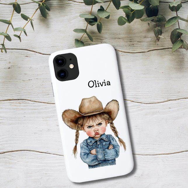 Personalised Grumpy Cowgirl in Denim Jacket Case-Mate iPhone Case (Creator Uploaded)