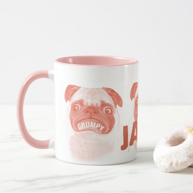 Personalised Grumpy Pug Mug (With Donut)