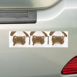 Personalised Grumpy Puggy with Cigar Bumper Sticker