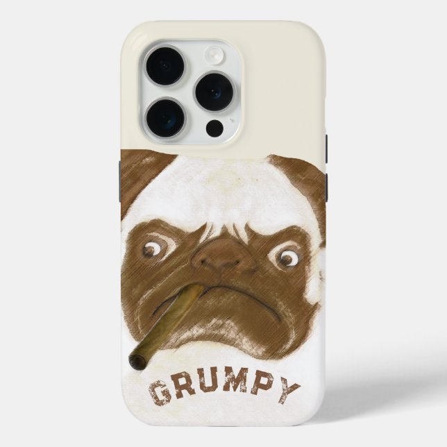 Personalised Grumpy Puggy with Cigar Case-Mate iPhone Case (Back)