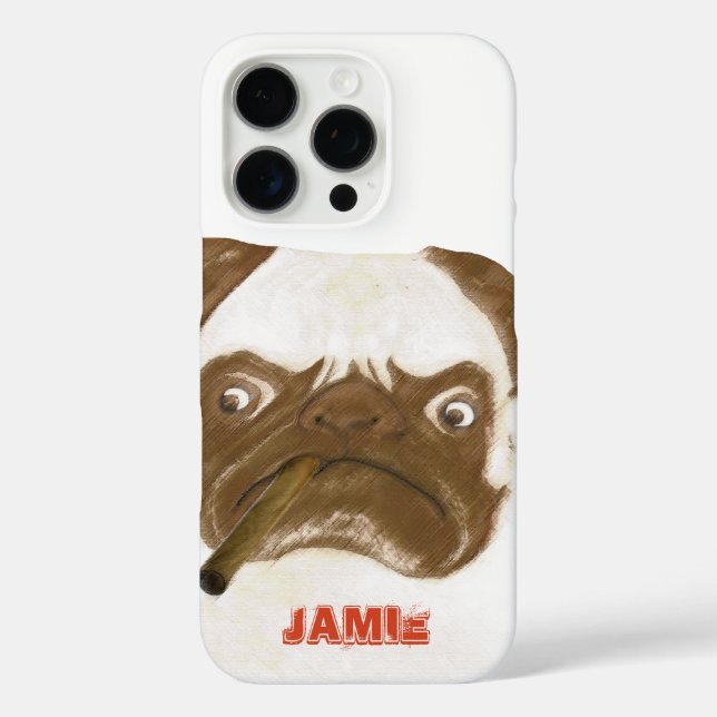 Personalised Grumpy Puggy with Cigar Case-Mate iPhone Case (Back)