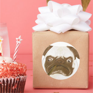 Personalised Grumpy Puggy with Cigar Classic Round Sticker