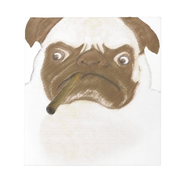 Personalised Grumpy Puggy with Cigar Notepad (Front)