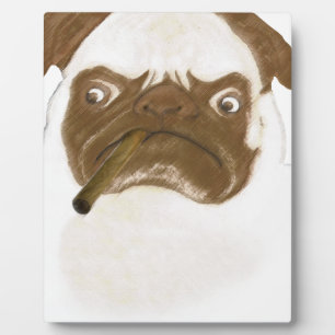 Personalised Grumpy Puggy with Cigar Plaque