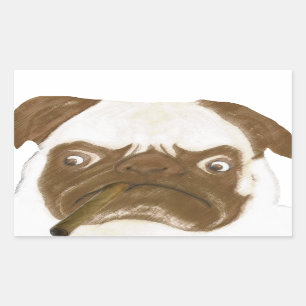 Personalised Grumpy Puggy with Cigar Rectangular Sticker