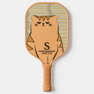 Personalised Grumpy Yellow Cat Pickleball Paddle