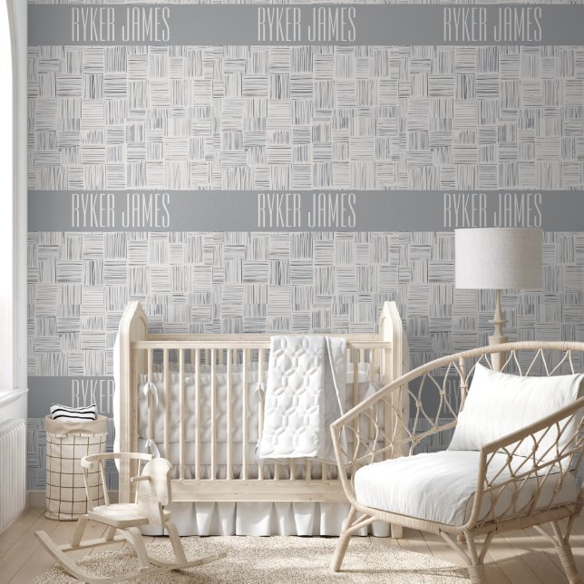 Personalised Grunge Lines Baby Name Wallpaper (Kids)