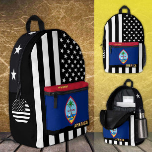 Personalised Guamanian Flag bag, American Flag Printed Backpack