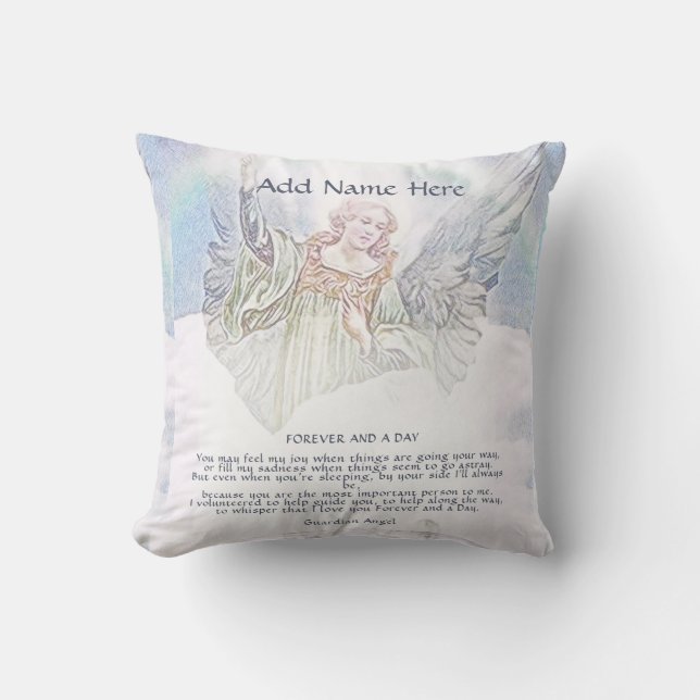 Personalised Guardian Angel Blanket Cushion (Front)