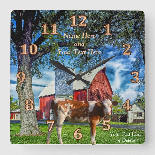 Personalised Guernsey Cow and Farm Clocks (Front)