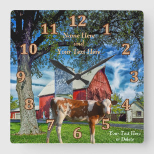 Personalised Guernsey Cow and Farm Clocks