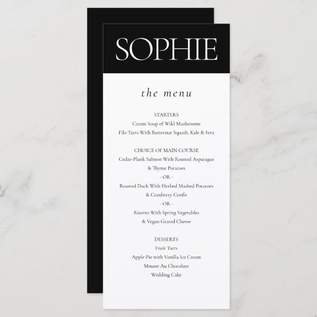 Personalised Guest Name Elegant Wedding Menu (Front/Back)