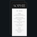 Personalised Guest Name Elegant Wedding Menu<br><div class="desc">Personalised Guest Name Elegant Black White Wedding Menu Place Card Template</div>
