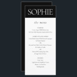 Personalised Guest Name Elegant Wedding Menu<br><div class="desc">Personalised Guest Name Elegant Black White Wedding Menu Place Card Template</div>