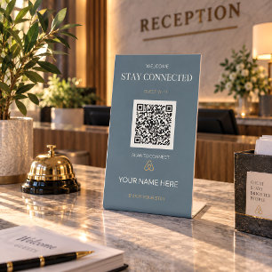 Personalised Guest WiFi QR Code Vacation Rental Pedestal Sign