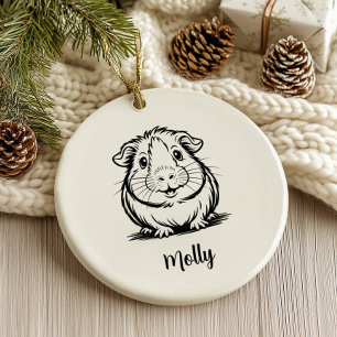 Personalised Guinea Pig Christmas Ceramic Ornament