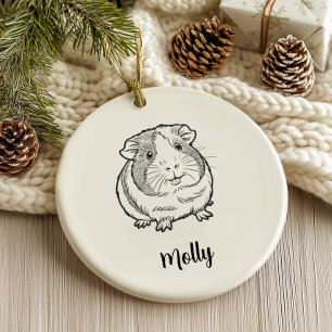 Personalised Guinea Pig Christmas Ceramic Ornament