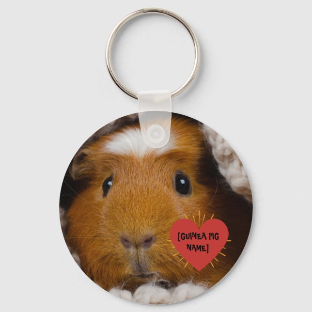 Personalised guinea pig owner photo key ring (Front)