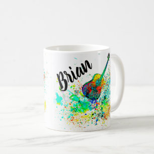 Personalised Guitar and chords splatter Coffee Mug