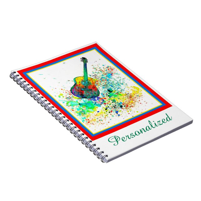 Personalised Guitar and chords splatter Notebook (Right Side)