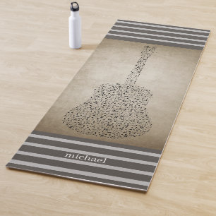 Personalised Guitar Black & Grey Lines Yoga Mat