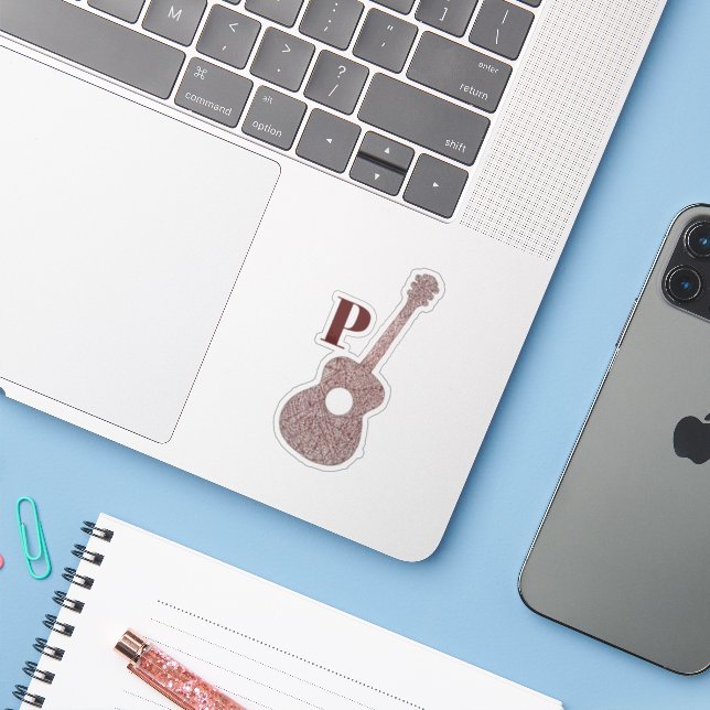 Personalised Guitar Custom-Cut Vinyl Sticker (Laptop w/ iPhone)